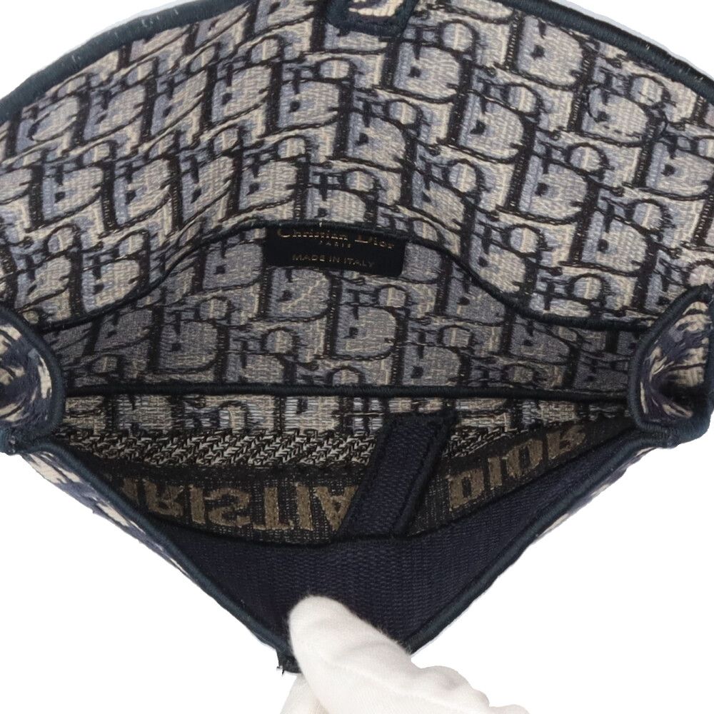 Dior Saddle Slim Pouch Oblique Shoulder Bag Canvas Navy — view 6