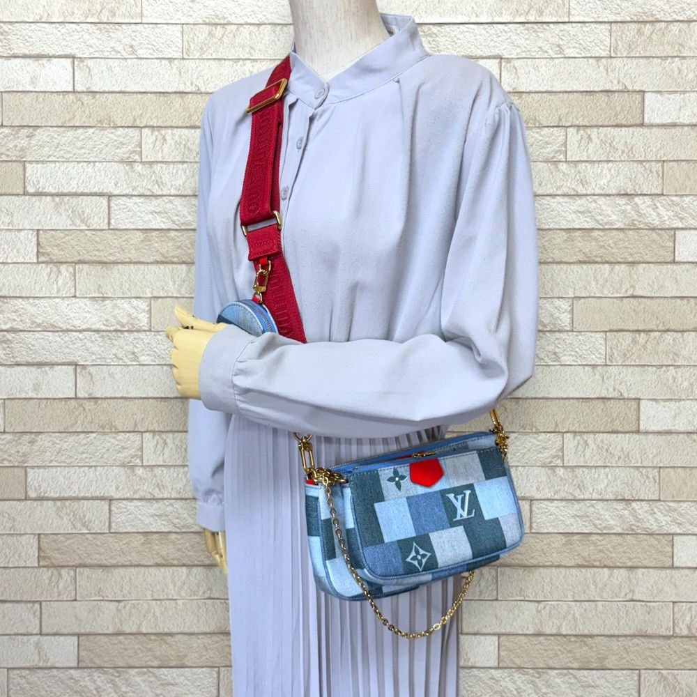 Louis Vuitton Multi Pochette Accessoire Monogram Denim Shoulder Bag Blue — view 2