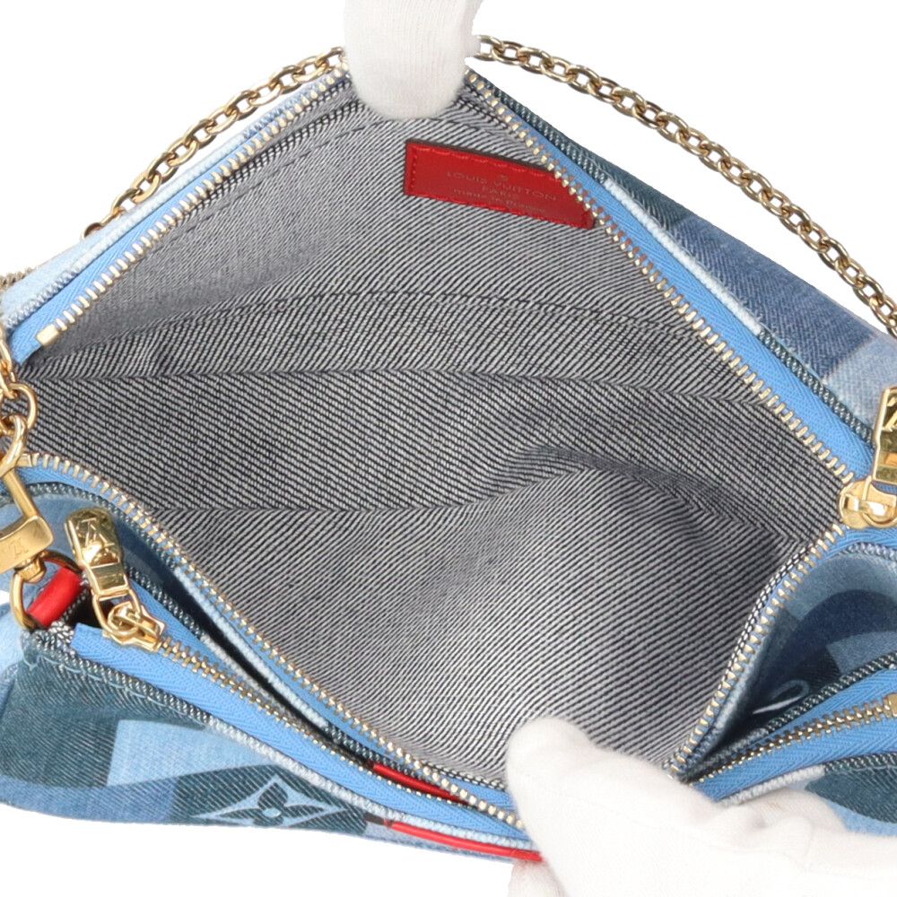 Louis Vuitton Multi Pochette Accessoire Monogram Denim Shoulder Bag Blue — view 7