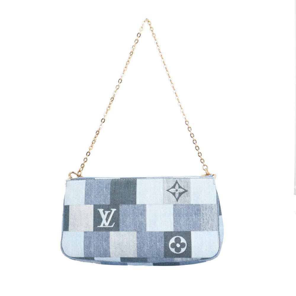 Louis Vuitton Multi Pochette Accessoire Monogram Denim Shoulder Bag Blue — view 3