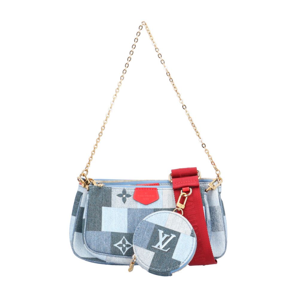 Louis Vuitton Multi Pochette Accessoire Monogram Denim Shoulder Bag Blue