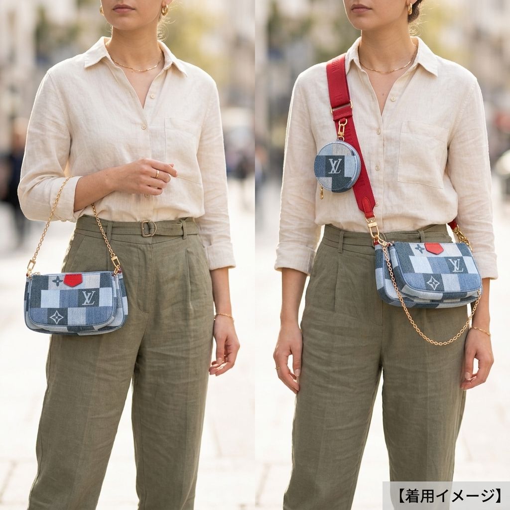 Louis Vuitton Multi Pochette Accessoire Monogram Denim Shoulder Bag Blue — view 9