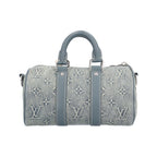 Louis Vuitton Keepall Bandouliere 25 Monogram Denim Shoulder Bag Blue — view 3