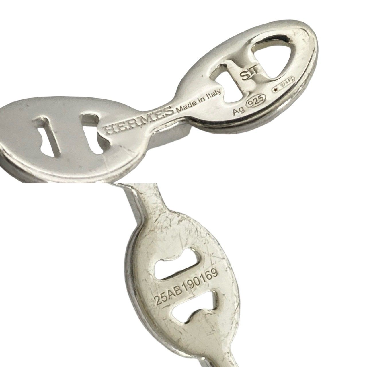 Hermes Included Enchainee Bangle 925 Sterling Silver Bracelet — view 3