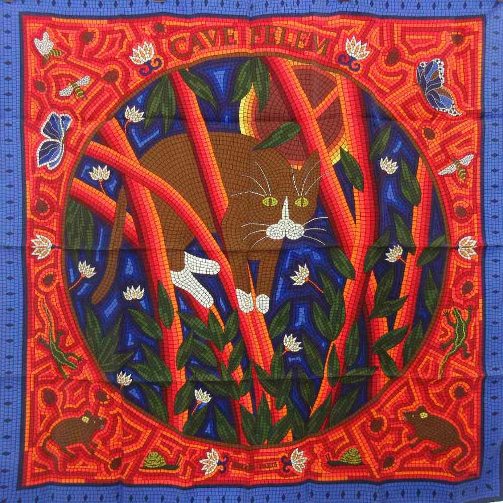 Hermes Cave Felem Carre 90 Scarf Large Square Silk Multicolor