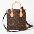 Louis Vuitton Sac Plat BB Handbag Monogram Leather Brown Gold
