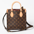 Louis Vuitton Sac Plat BB Handbag Monogram Leather Brown Gold