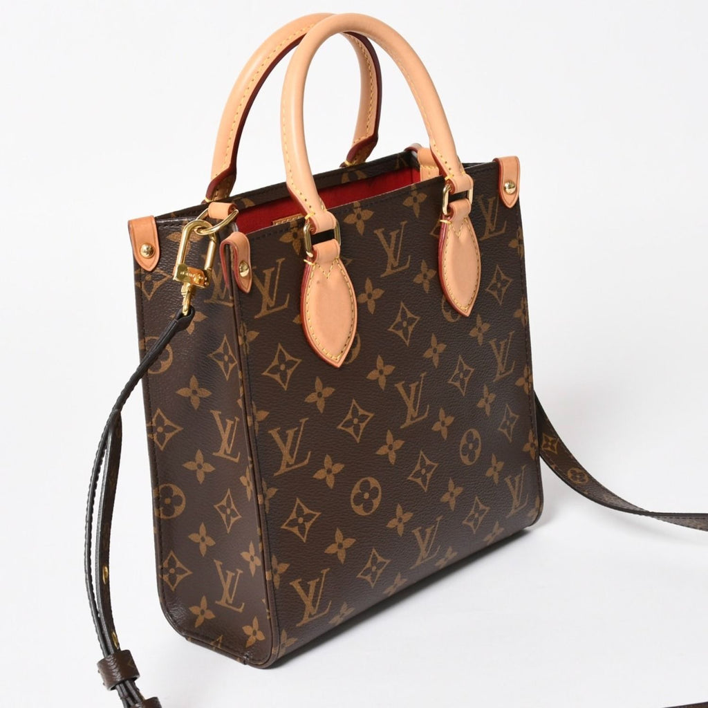 Louis Vuitton Sac Plat BB Handbag Monogram Leather Brown Gold — view 3