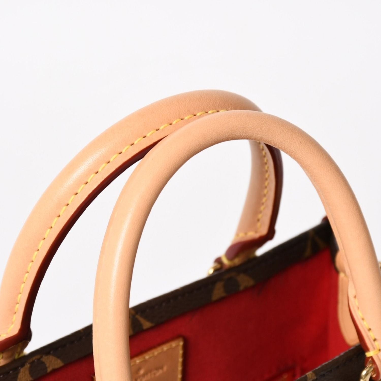 Louis Vuitton Sac Plat BB Handbag Monogram Leather Brown Gold — view 6