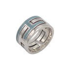 Hermes Move Ash Ring 925 Sterling Silver Light Blue 51