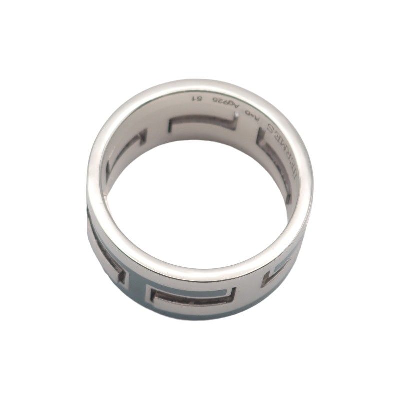 Hermes Move Ash Ring 925 Sterling Silver Light Blue 51 — view 6