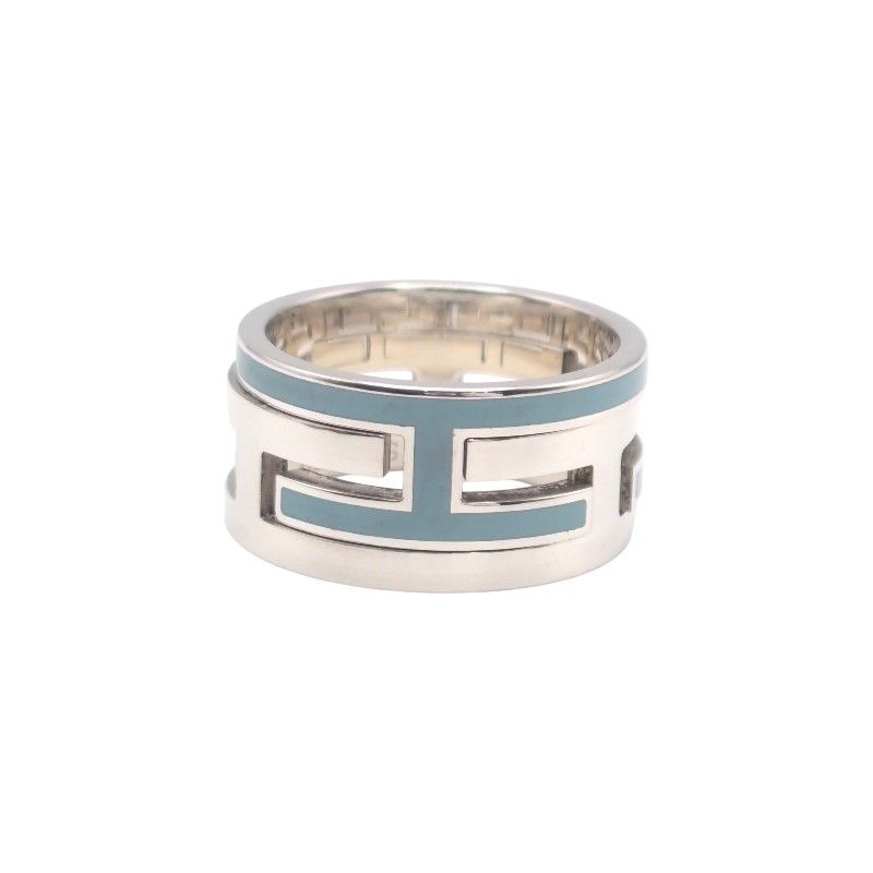 Hermes Move Ash Ring 925 Sterling Silver Light Blue 51 — view 2