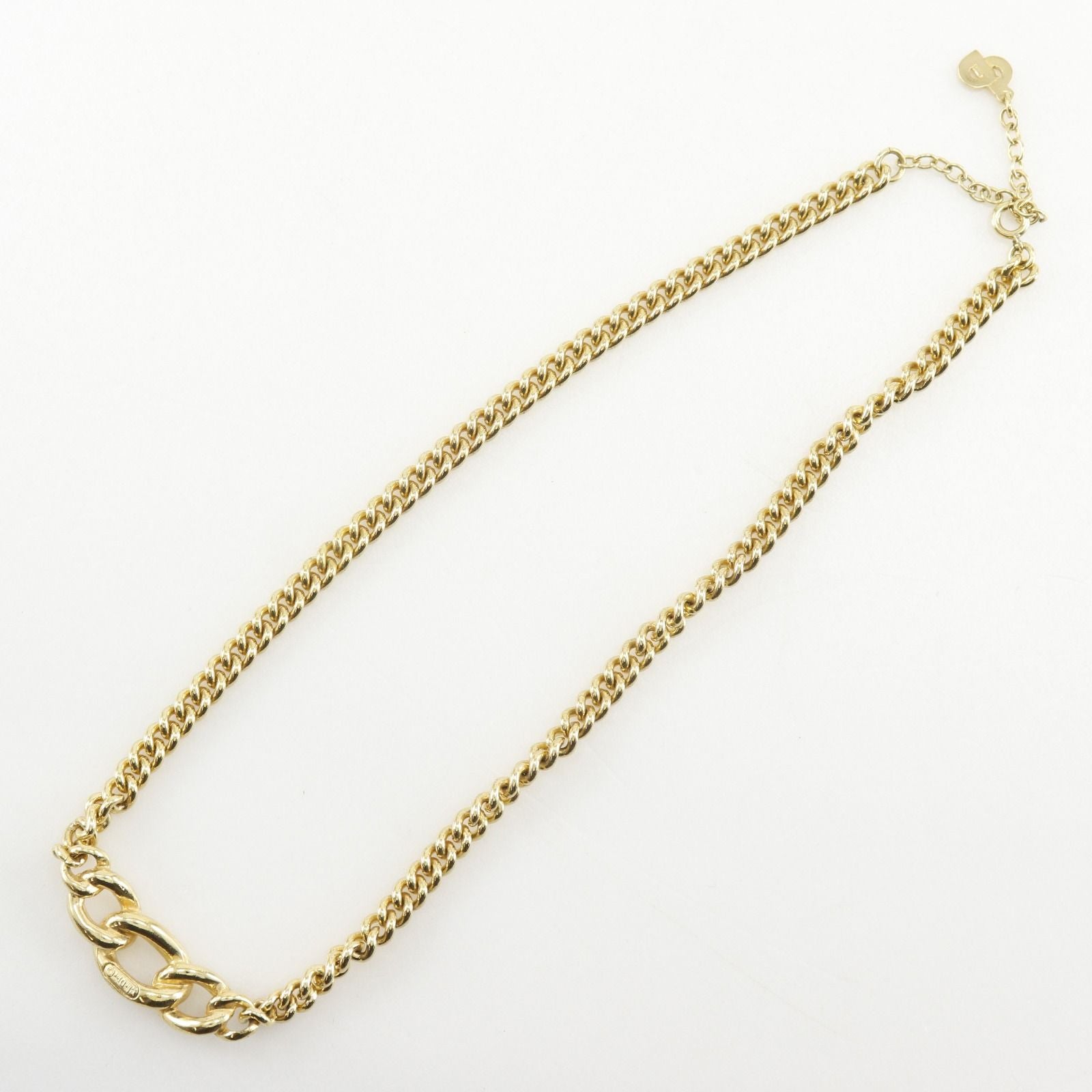 Dior Chain Gold Plated Rhinestone Necklace — view 3