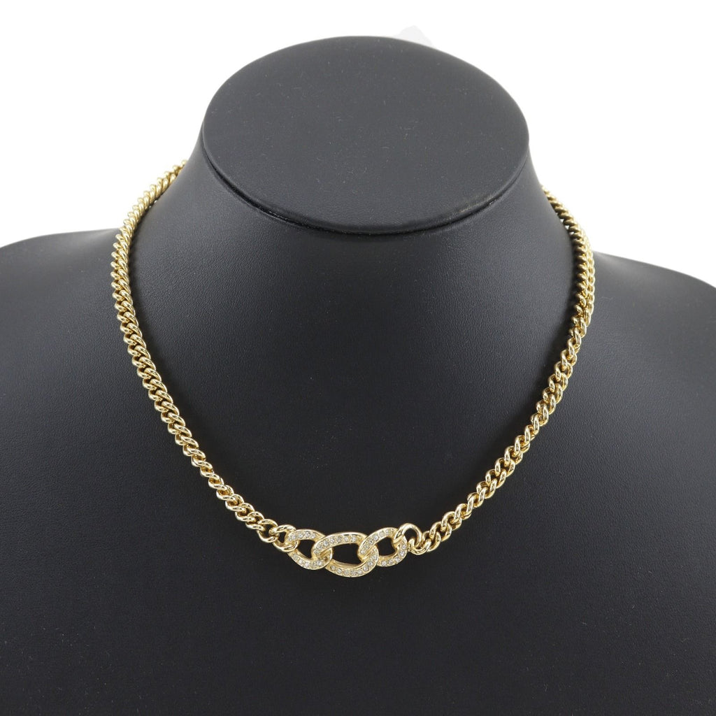 Dior Chain Gold Plated Rhinestone Necklace — view 2
