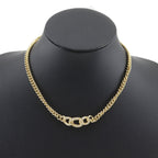Dior Chain Gold Plated Rhinestone Necklace — view 2