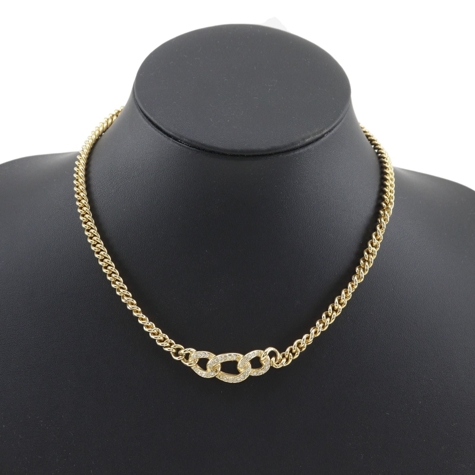 Dior Chain Gold Plated Rhinestone Necklace — view 2