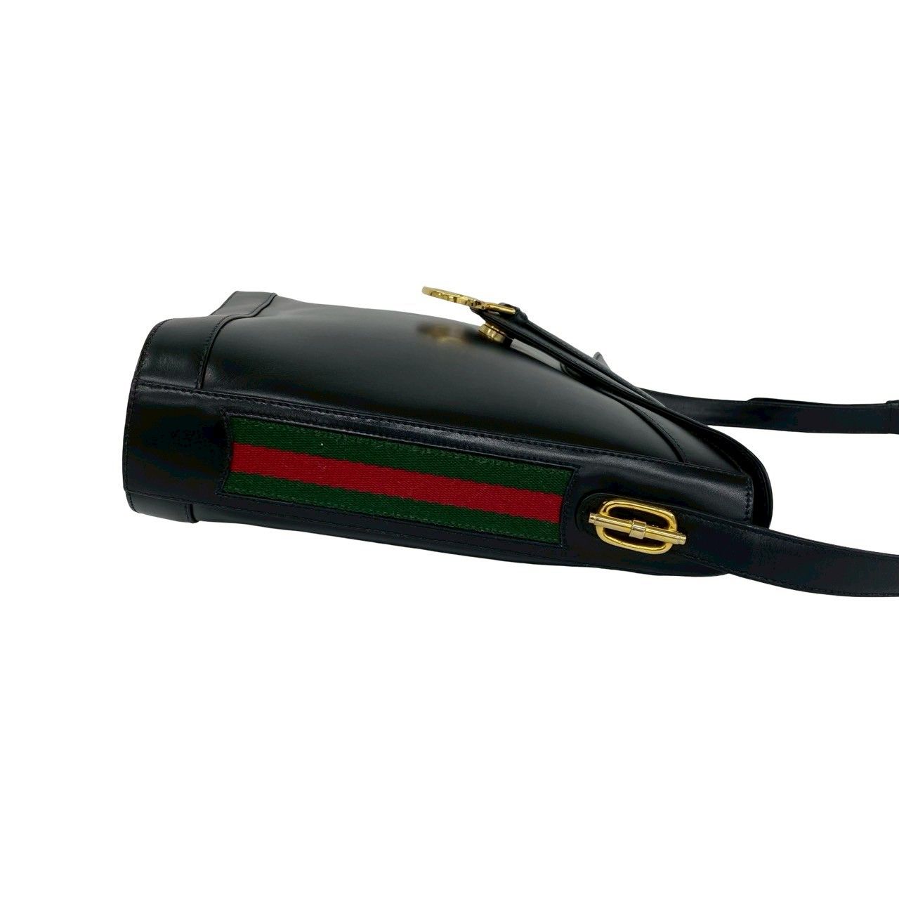 Gucci Vintage Sherry Line GG Logo Leather Shoulder Bag Black — view 6