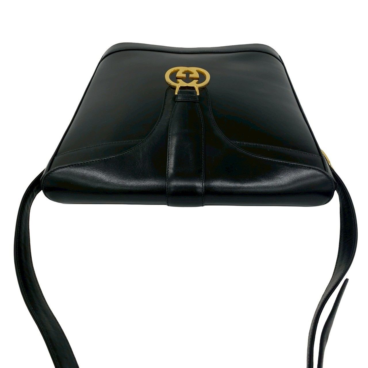 Gucci Vintage Sherry Line GG Logo Leather Shoulder Bag Black — view 4