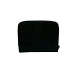 Prada Triangle Logo Saffiano Leather Tessuto Nylon Bifold Wallet Mini Black — view 2