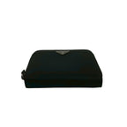 Prada Triangle Logo Saffiano Leather Tessuto Nylon Bifold Wallet Mini Black — view 6