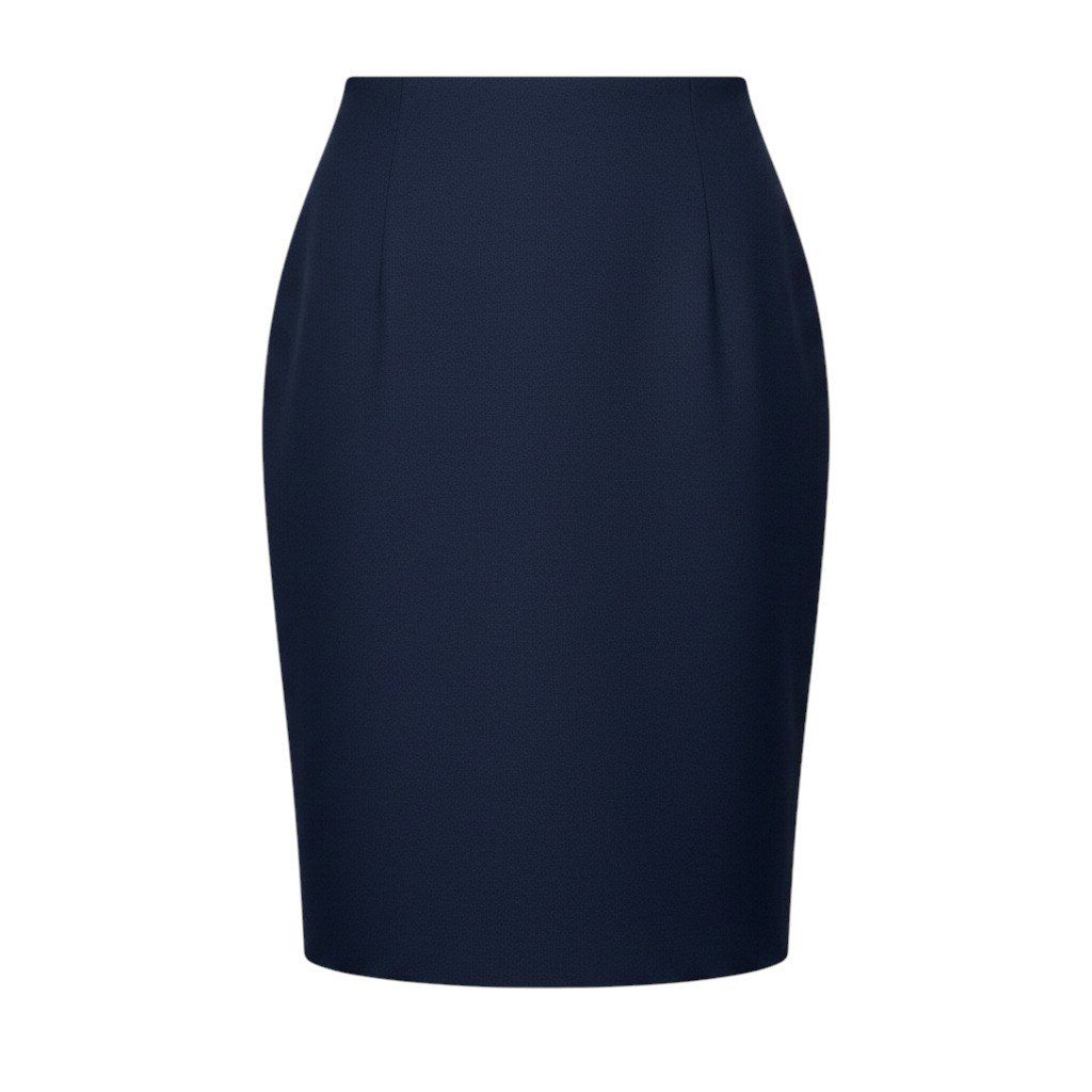 Chanel Cg9 Boutique Tight Skirt CC Logo Button 40 Navy Wool