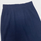 Chanel Cg9 Boutique Tight Skirt CC Logo Button 40 Navy Wool — view 4
