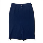 Chanel Cg9 Boutique Tight Skirt CC Logo Button 40 Navy Wool — view 3