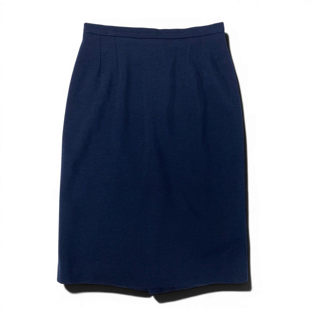 Chanel Cg9 Boutique Tight Skirt CC Logo Button 40 Navy Wool — view 2