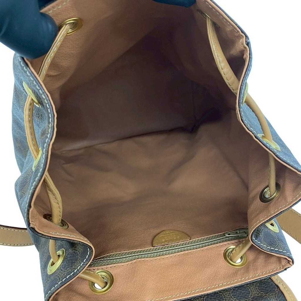 Celine Vintage Ring Macadam Pattern Leather Backpack Brown — view 9