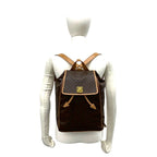 Celine Vintage Ring Macadam Pattern Leather Backpack Brown — view 2