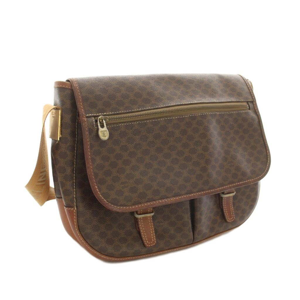 Celine Messenger Bag Macadam Pattern Leather Brown — view 2