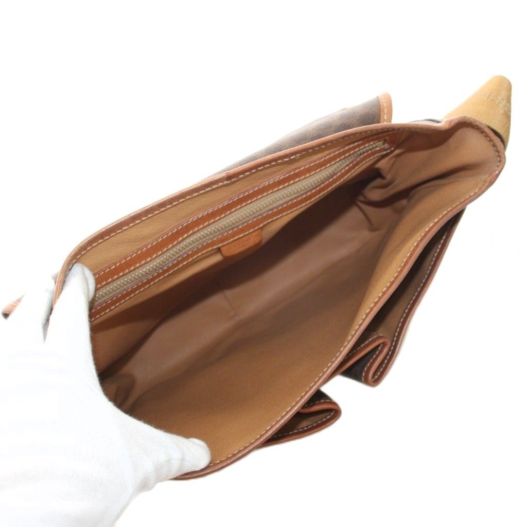 Celine Messenger Bag Macadam Pattern Leather Brown — view 6