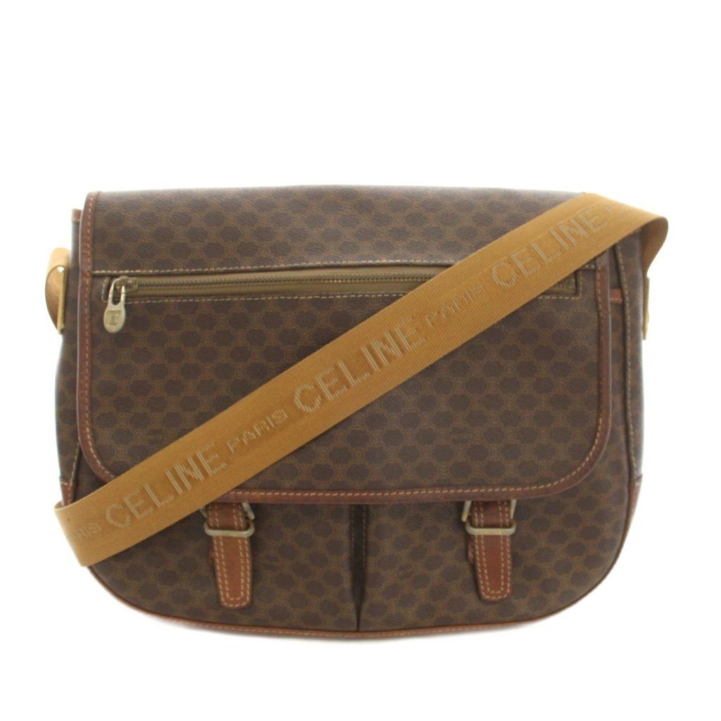 Celine Messenger Bag Macadam Pattern Leather Brown