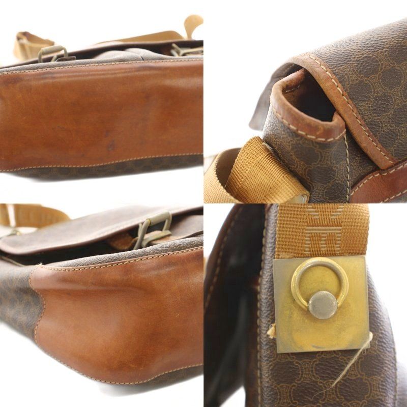 Celine Messenger Bag Macadam Pattern Leather Brown — view 9