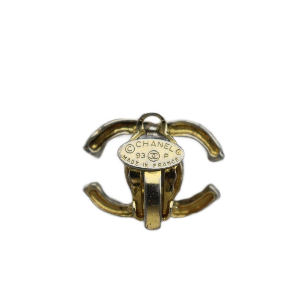 Chanel CC Logo Earrings Gold Color An1 OH — view 3