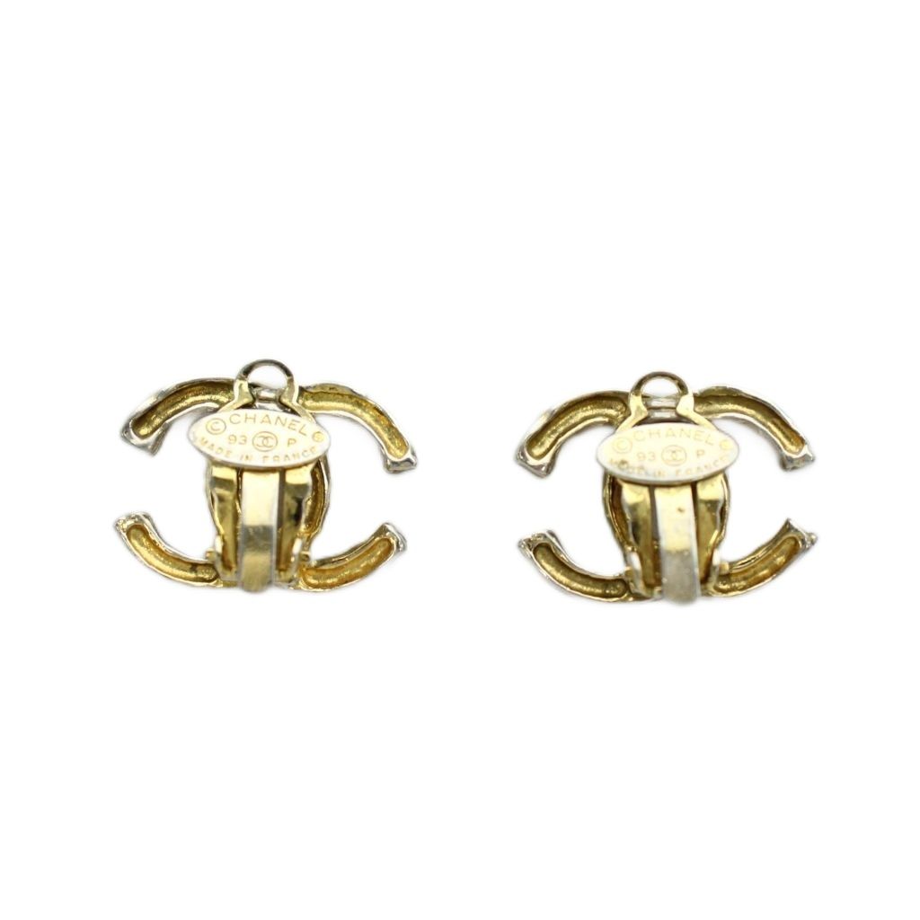 Chanel CC Logo Earrings Gold Color An1 OH — view 2