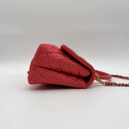 Chanel Shoulder Bag Coco Handle Quilted Turnlock Leather Pink CC Logo Gold — view 3