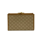 Celine Vintage Macadam Blason Logo Pattern Leather Kiss Lock Bifold Wallet Mini