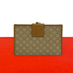 Celine Vintage Macadam Blason Logo Pattern Leather Kiss Lock Bifold Wallet Mini