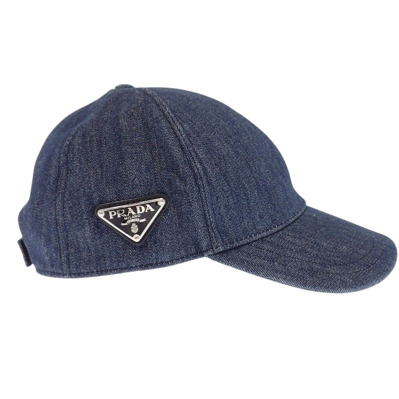 Prada Baseball M Cap Hat Denim Navy Triangle Logo — view 5