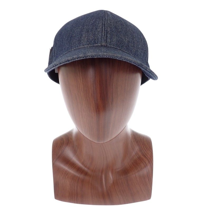 Prada Baseball M Cap Hat Denim Navy Triangle Logo