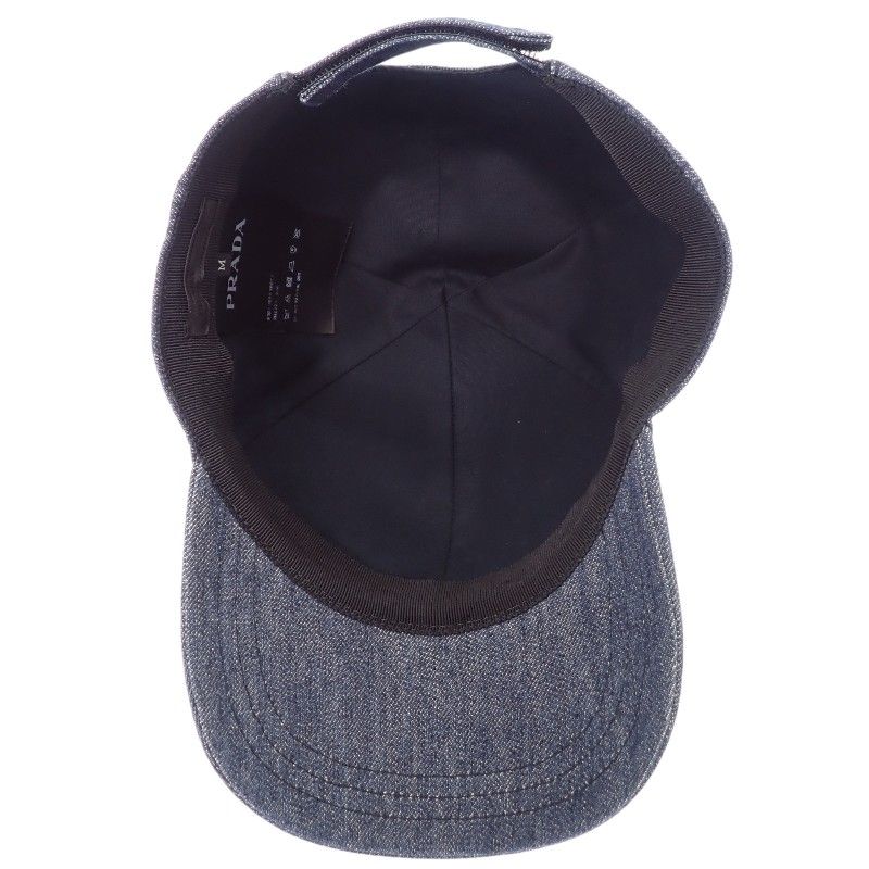 Prada Baseball M Cap Hat Denim Navy Triangle Logo — view 8