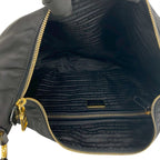 Prada Triangle Logo Nylon Leather Shoulder Bag Semi Black — view 9