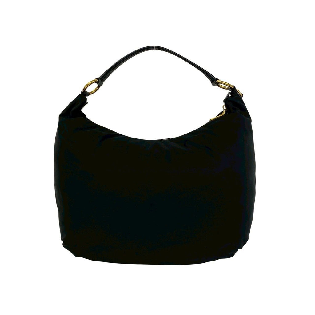 Prada Triangle Logo Nylon Leather Shoulder Bag Semi Black — view 3