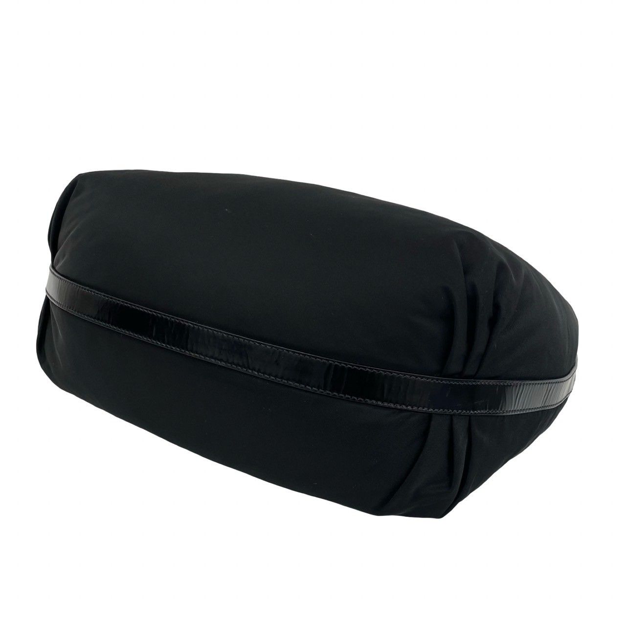 Prada Triangle Logo Nylon Leather Shoulder Bag Semi Black — view 8