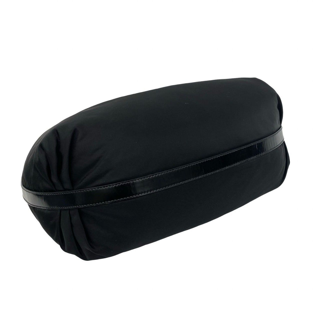 Prada Triangle Logo Nylon Leather Shoulder Bag Semi Black — view 7
