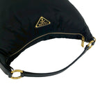 Prada Triangle Logo Nylon Leather Shoulder Bag Semi Black — view 4