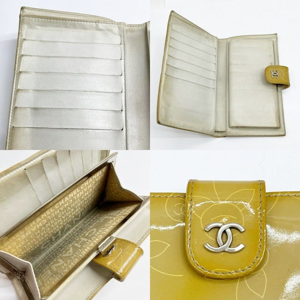 Chanel Kiss Lock Wallet Camellia Patent Box with Card and Beige — view 6