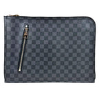 Louis Vuitton Poche Document Damier Graphite Second Bag Canvas Black