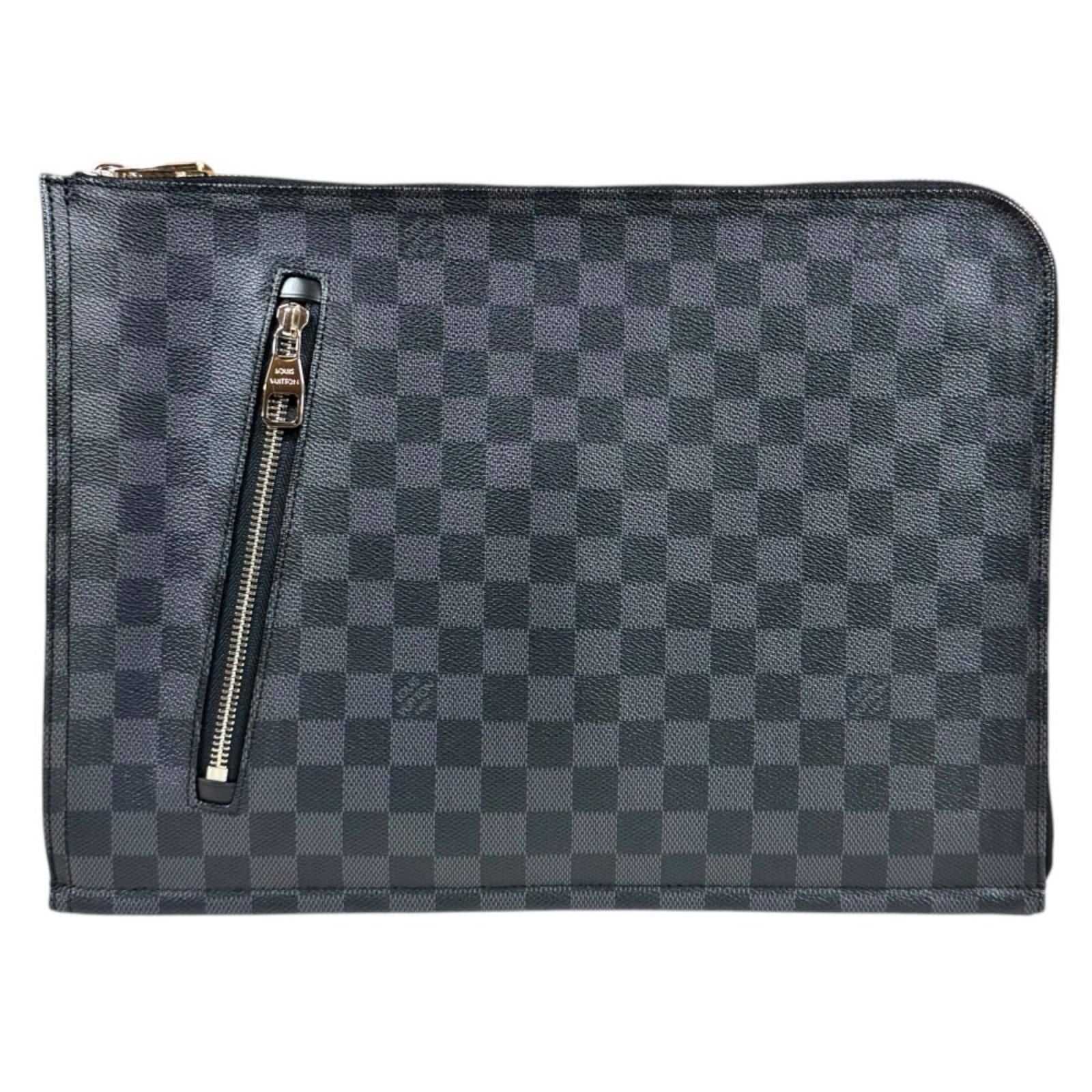 Louis Vuitton Poche Document Damier Graphite Second Bag Canvas Black